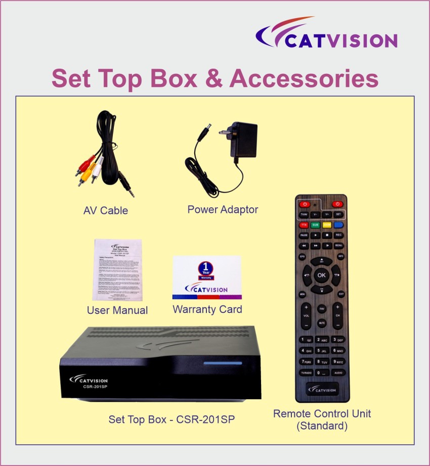 Buy Catvision Doordarshan Freedish MPEG 2 Standard Definition Set Top Box  for FreeDish 90+ Channels (Black) Online at Best Prices in India - JioMart.