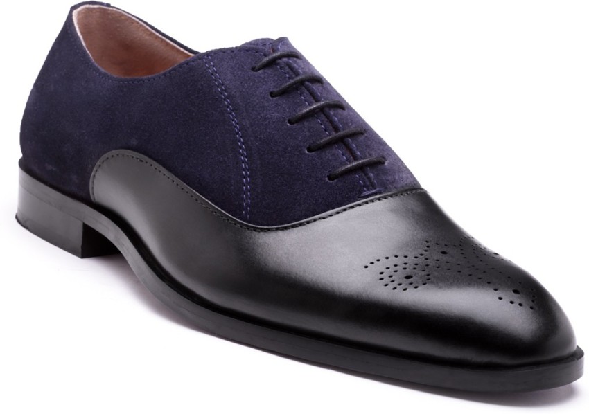 LOUIS STITCH Black Formal Brogues Handmade Italian Blue Suede Leather Shoes  for Men (11 UK) Lace Up For Men - Buy LOUIS STITCH Black Formal Brogues  Handmade Italian Blue Suede Leather Shoes