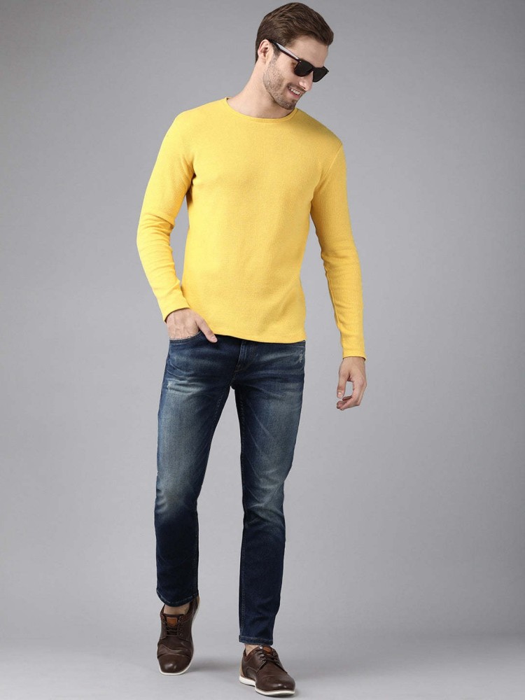 Yellow t shirt sales with jeans