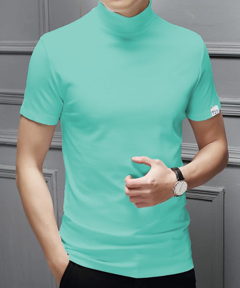 green high neck t shirt