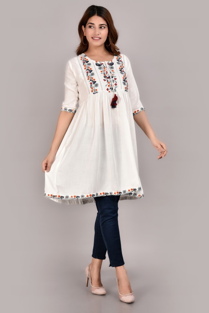 Harshita Party Embroidered Women White Top - Buy Harshita Party Embroidered  Women White Top Online at Best Prices in India