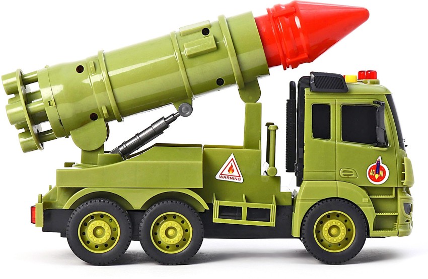 Miniature Mart Push & Go Big Size Army Missile Truck With Sound & Light Toy  + 4 AAA Batteries - Push & Go Big Size Army Missile Truck With Sound & Light