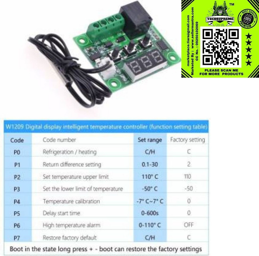 TechSupreme Best combo for DIY W1209 incubator controller Micro