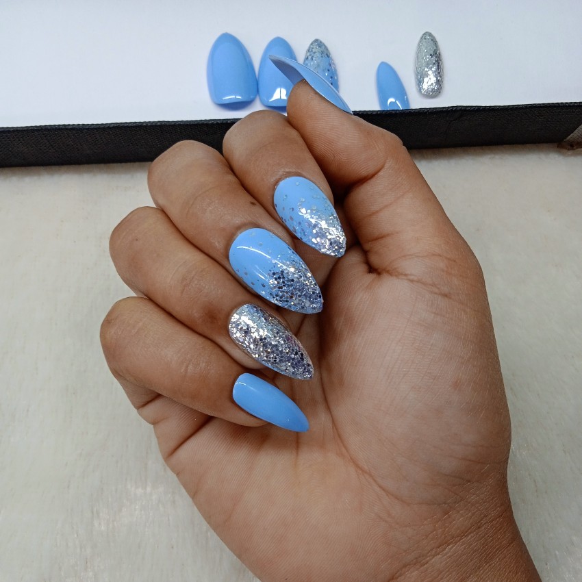Light Blue Nail Art + Easy Gelly Tip Extensions - YouTube