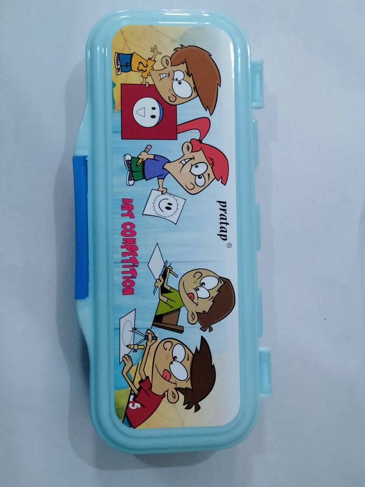 CHIRPLY Pencil Box with Game, Cartoon Pencil Case with  Stencils for School, Birthday Gift for Girls & Boys Art Plastic Pencil Box  - Box