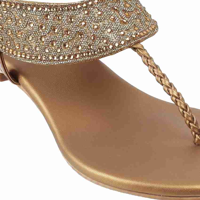 Buy Gold Flat Sandals for Women by Mochi Online