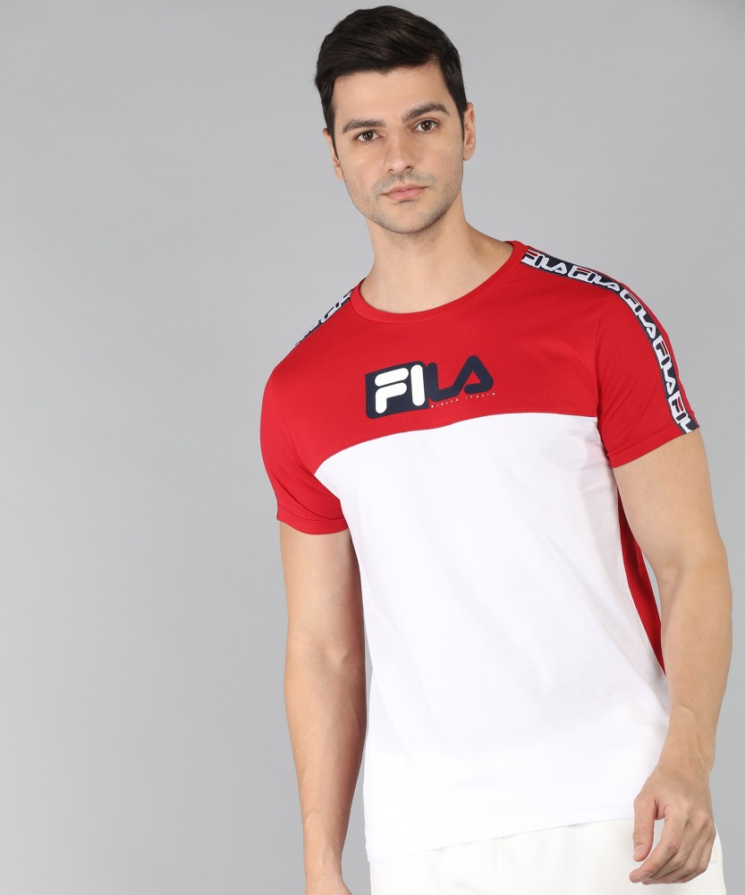 FILA Colorblock Men Round Neck Red T Shirt Buy FILA Colorblock