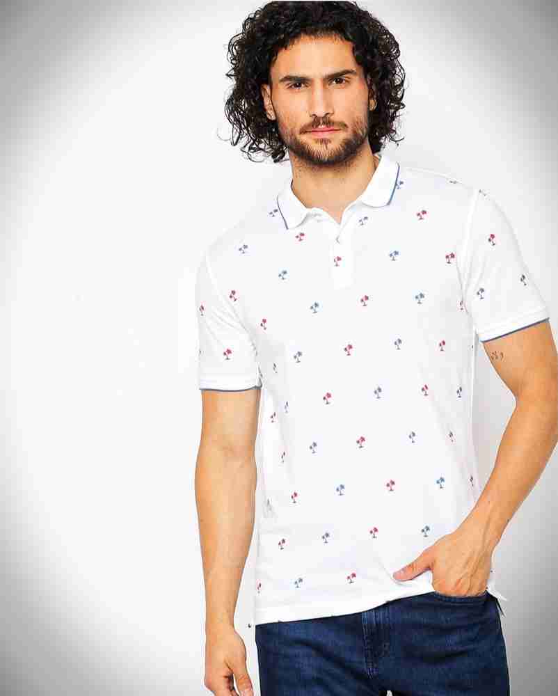 TEAMSPIRIT Printed Men Polo Neck White T Shirt Buy TEAMSPIRIT