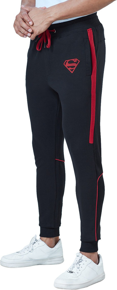 The Souled Store Superman Graphic Print Men Black Track Pants