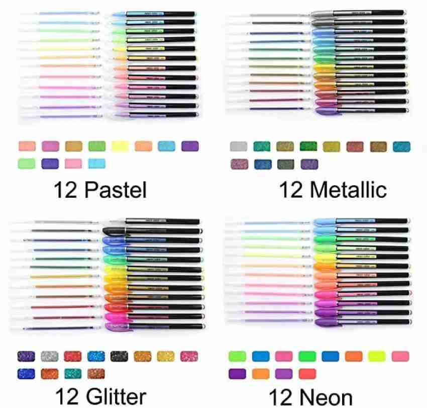 Neel Set-48 Neon Gel Glitter Pens for DIY Art