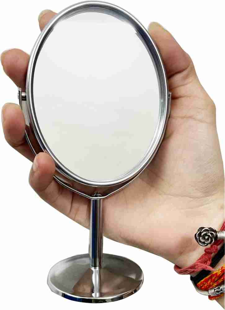 Desktop Makeup Mirror, 1pc Double Sided 360 Degree Swivel Magnifying Mirror  Wooden Stand Table Top Vanity Mirror For Home Use