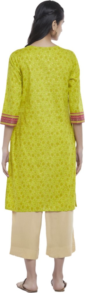 Buy Lime Yellow Kurtas for Women by Rangmanch by Pantaloons Online