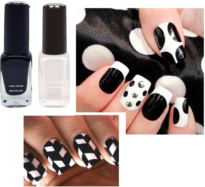 Black and deals white nail polish