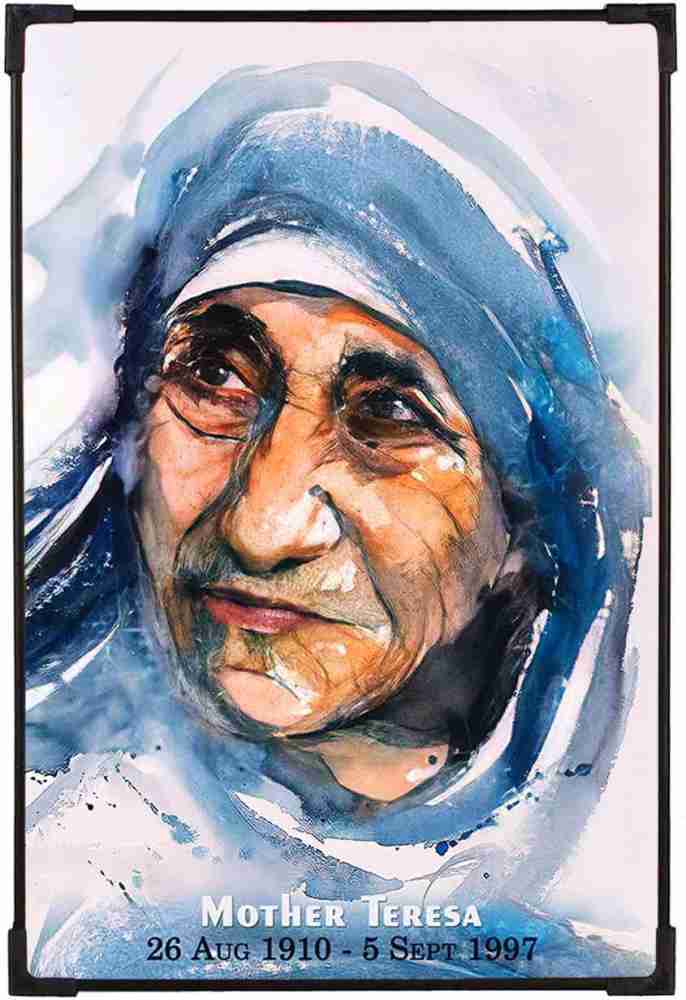 FURNATO Mother Teresa Poster with UV Coated MDF Frame Home