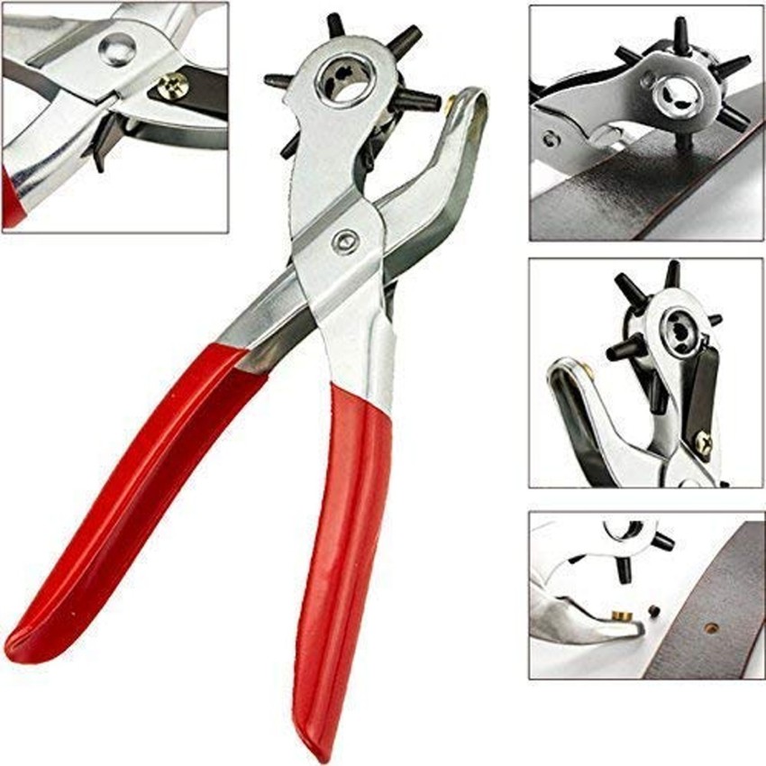 Heavy Duty Belt Leather Round Flat Oval Hole Puncher Punch Revolving Tool  Pliers