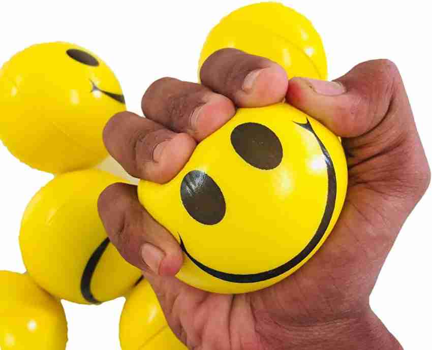 dishvy Smiley Face Squeeze Ball ( 7 cm ), Yellow Ball Stress Reliever Ball,  Pack of 4 - 10 mm - Smiley Face Squeeze Ball ( 7 cm ), Yellow Ball Stress