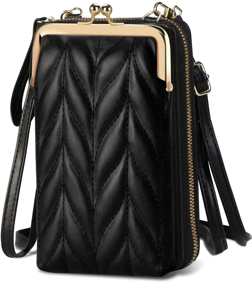 REHTRAD Pink Sling Bag Mobile Bag for Women,PU Leather Mobile Wallet Black  - Price in India