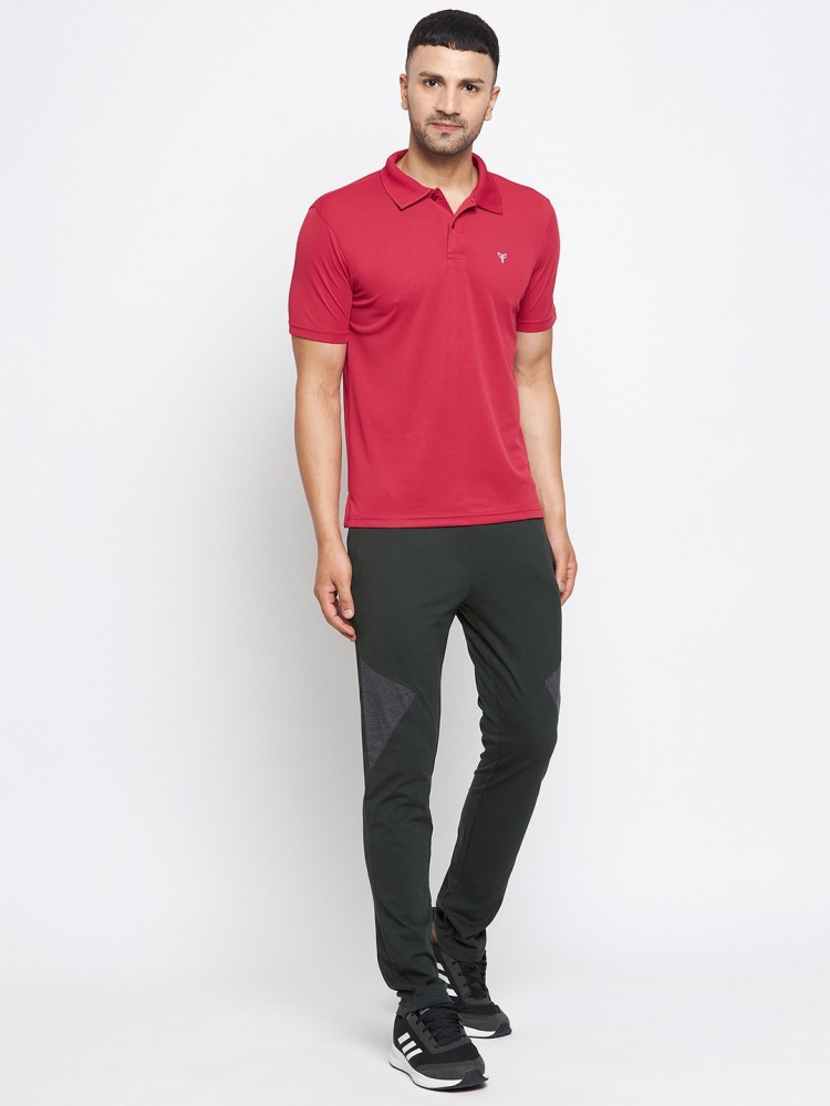 Buy online Red Solid Polo T-shirt from top wear for Men by Poker