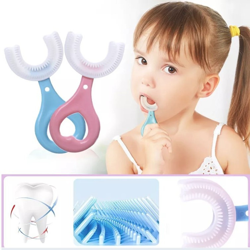 AddBeauty Silicone Toothbrush 360 Degree U shaped Kids Brush Teeth