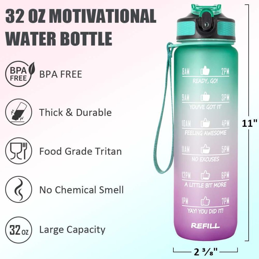 DNkitch Silicone Motivational Water Bottle Boys & Girls for GYM Office  School college 1000 ml Water