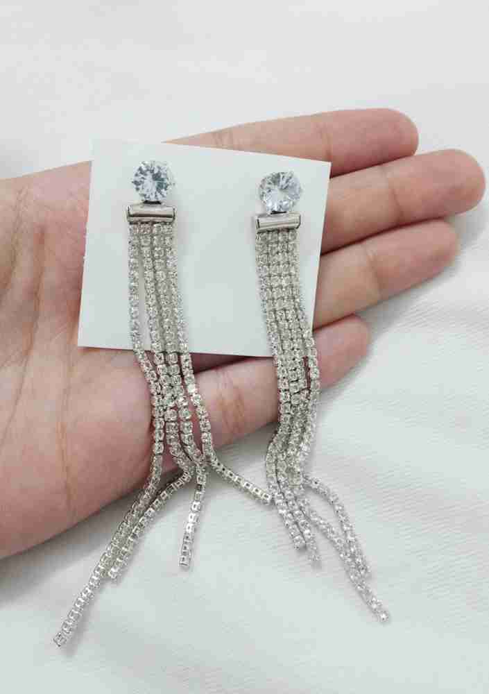 Long chain earrings silver new arrivals