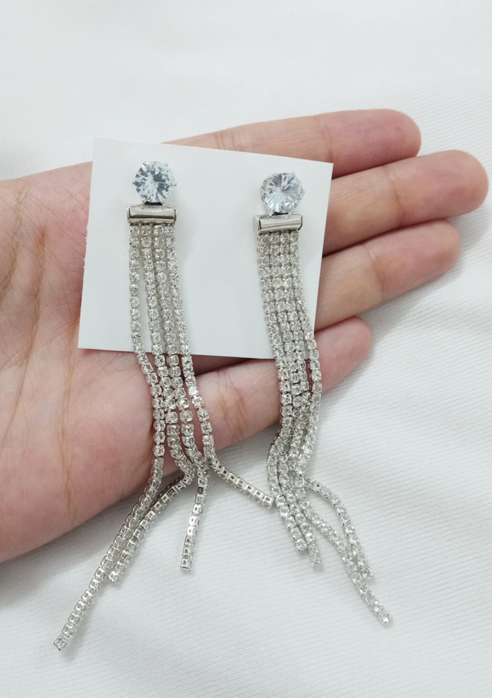 Chain earrings sale silver
