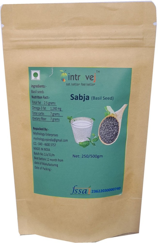 INTROVEJ Sabja Basil Seeds 250gm in Pouch Basil Seeds Price in