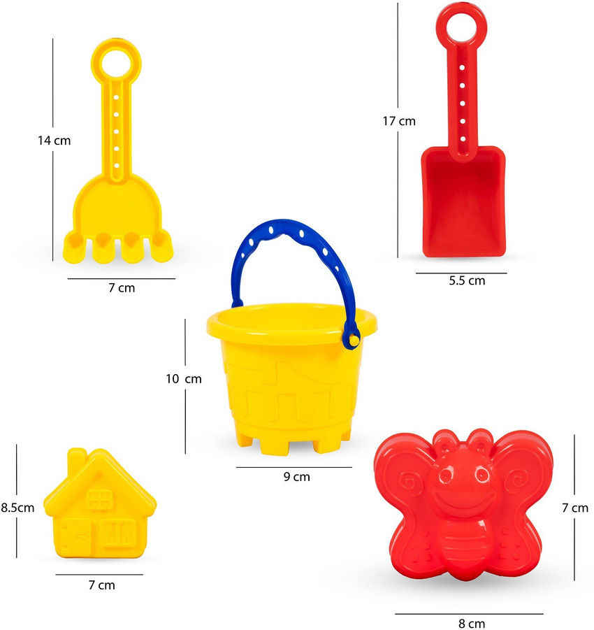 FOROLY Garden and Beach Sand Bucket Outdoor Toys for Kids 5 Pcs