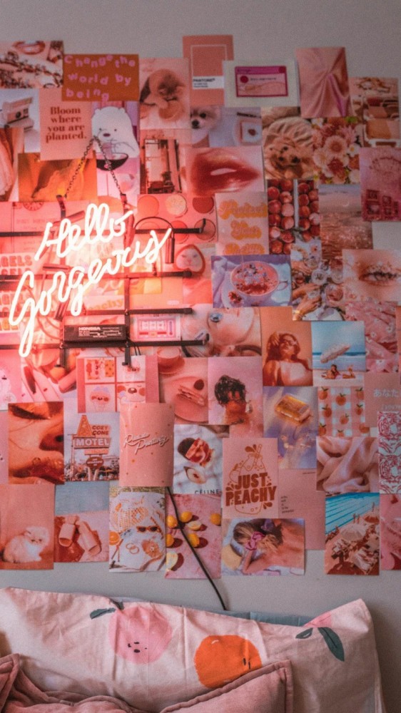 60 DIGITAL Pink Aesthetic Collage Kit Pink Photo Wallpaper Collage