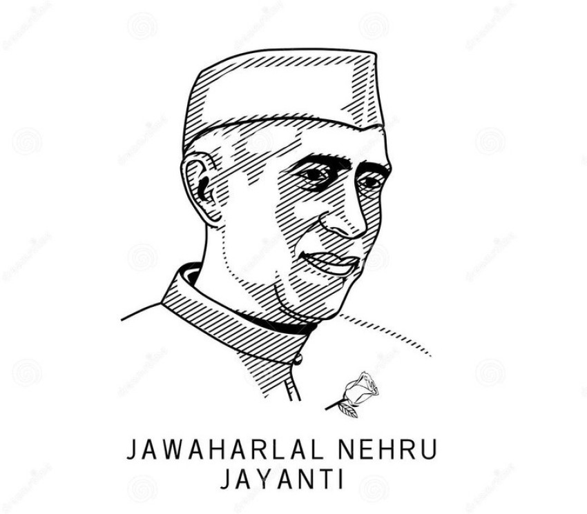 Jawaharlal Nehru Vector Line Drawing Happy Stock Vector Royalty Free  2071756088  Shutterstock