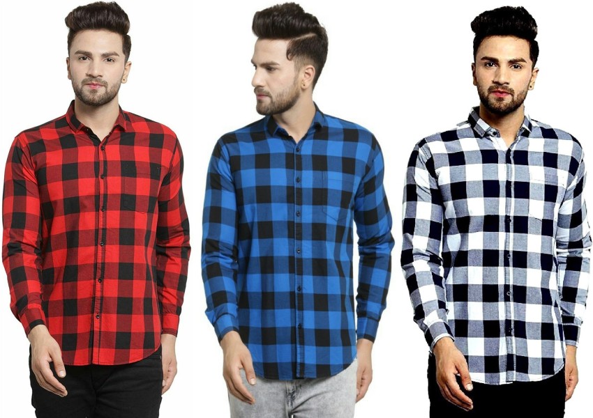 REHAN Men Checkered Casual Red, Blue Shirt - Buy REHAN Men Checkered Casual  Red, Blue Shirt Online at Best Prices in India