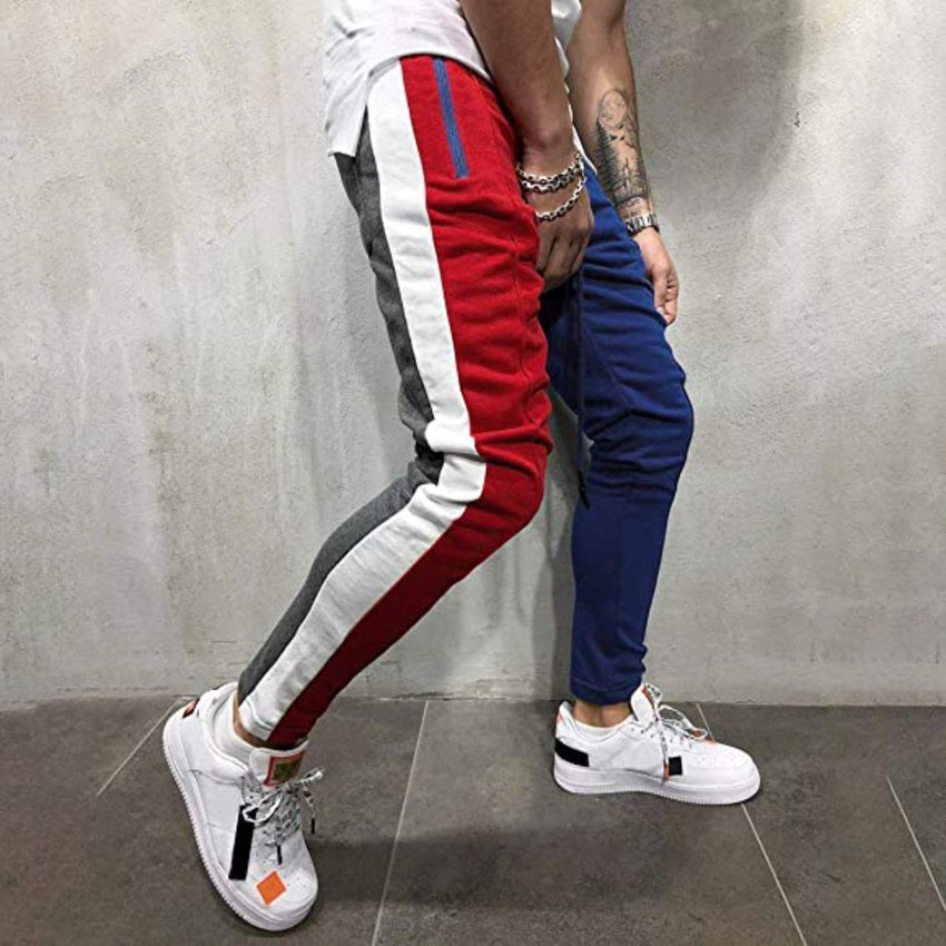 Color block pockets drawstring slim fit track pants 2025