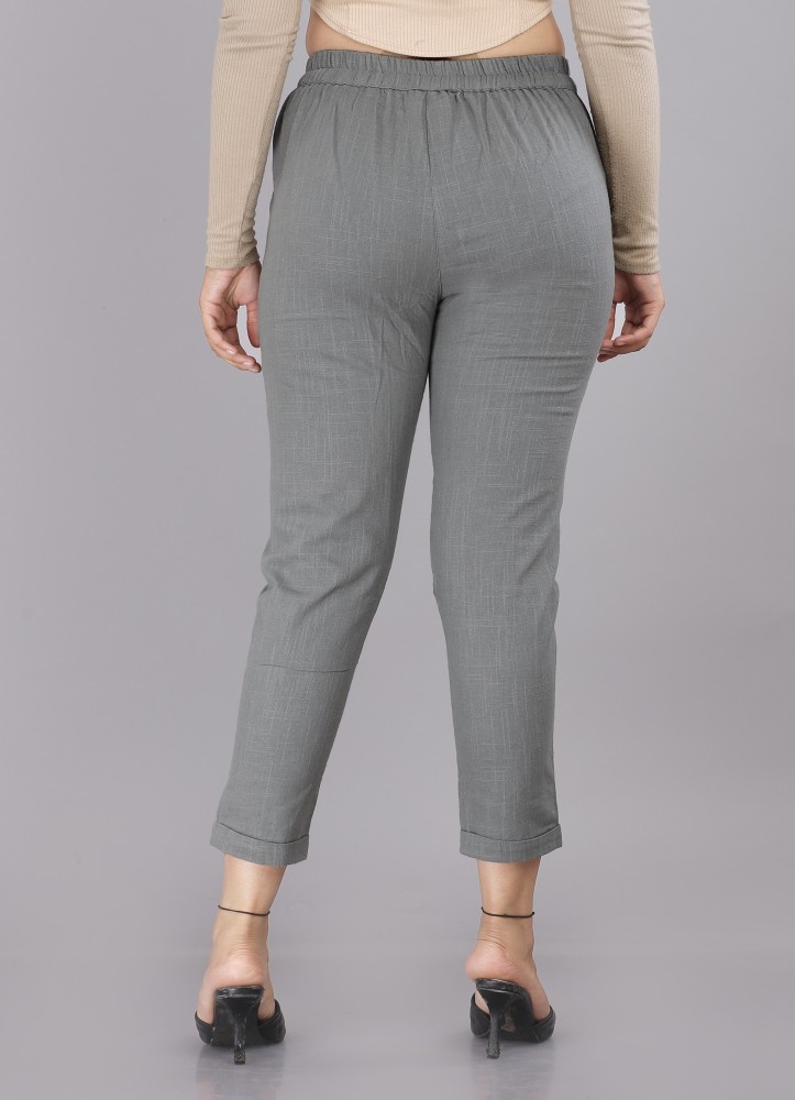 Slate Grey Women Cotton Pants casual and semi formal daily trousers