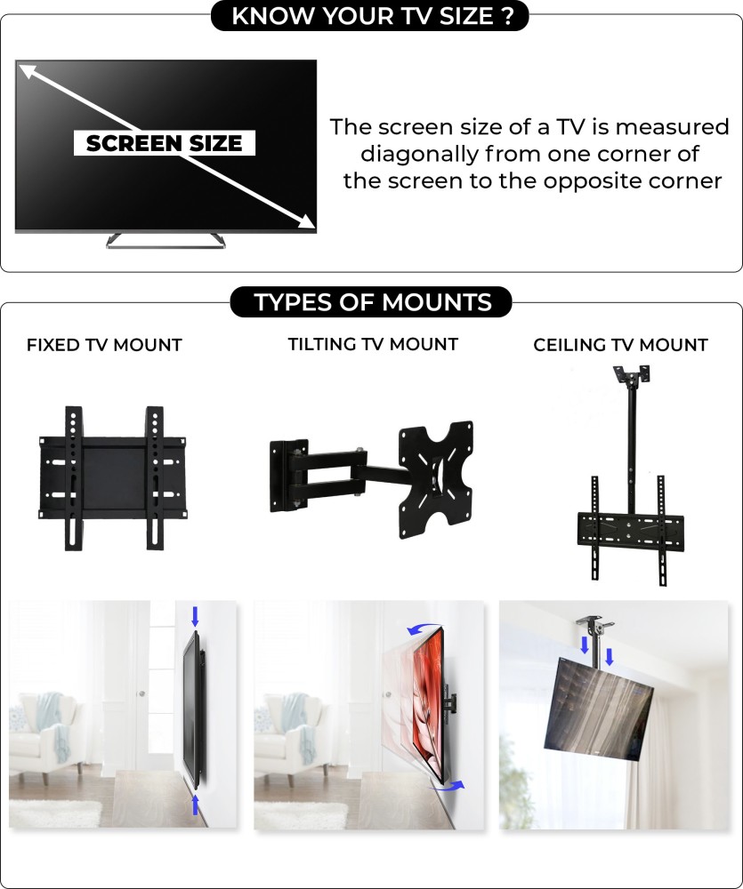 parth 32/40/42/43/49/50/55 Inches Ultra Slim LCD LED TVs Wall Mount Stand  For MI, Realme, Oneplus, Sony, Samsung, Panasonic, LG, VU and All Brands