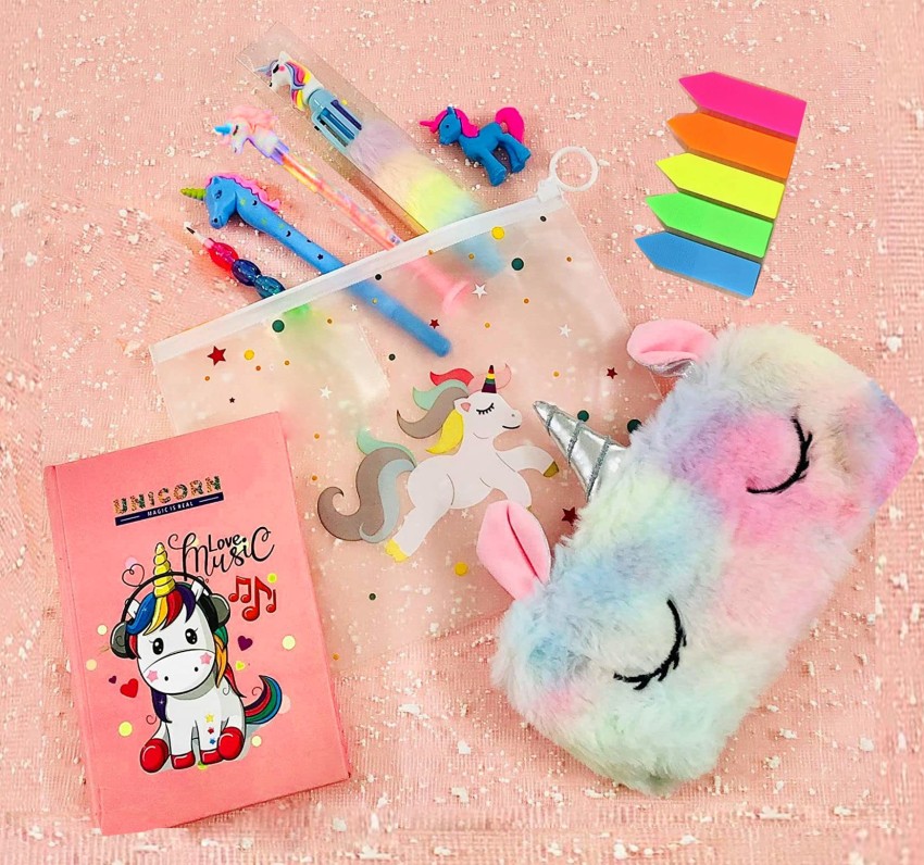 Buy Unicorn Stationery Gift For Kids Unicorn Collection Combo Pack For  Girls 9 Pcs School Stationery Gift Set For Kids Pencil Pouch Pencil Case  For Students A5 Size Unicorn Diary Notebook For