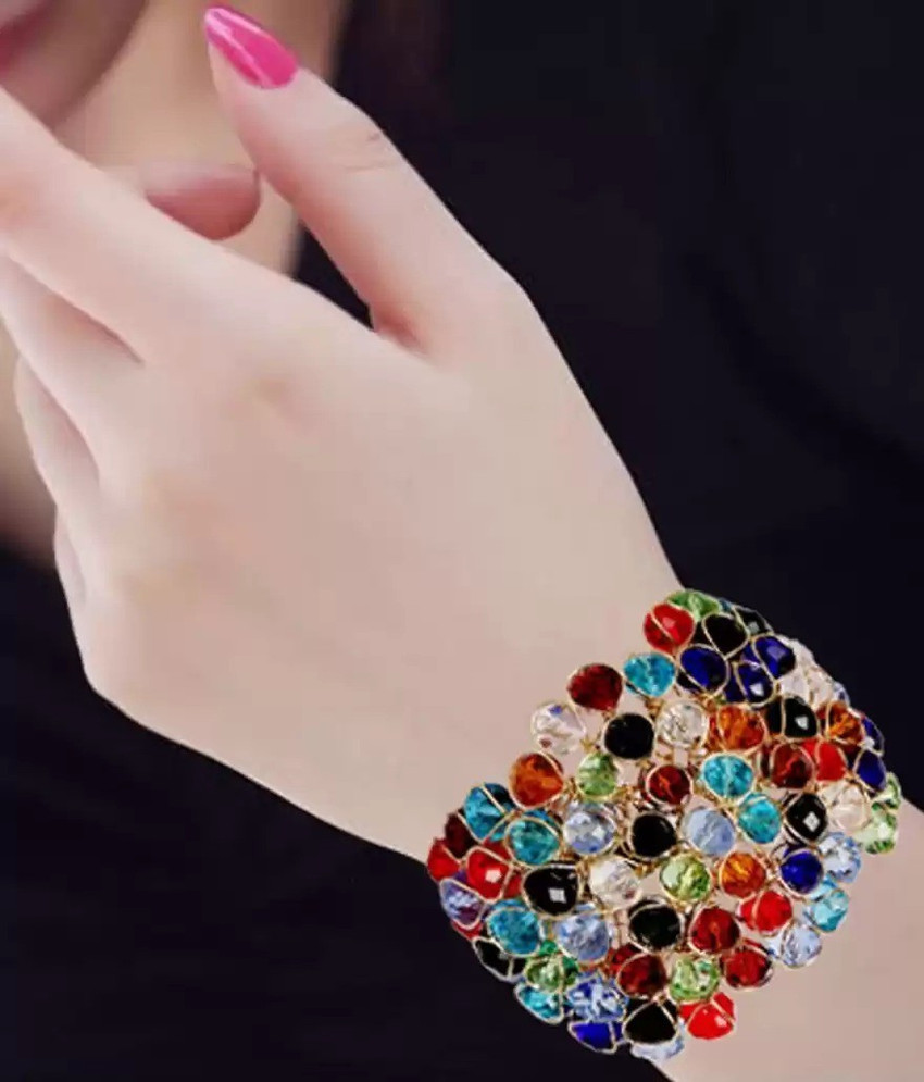 Multi coloured crystal bracelet discount
