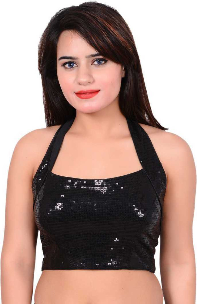 black halter neck blouse online