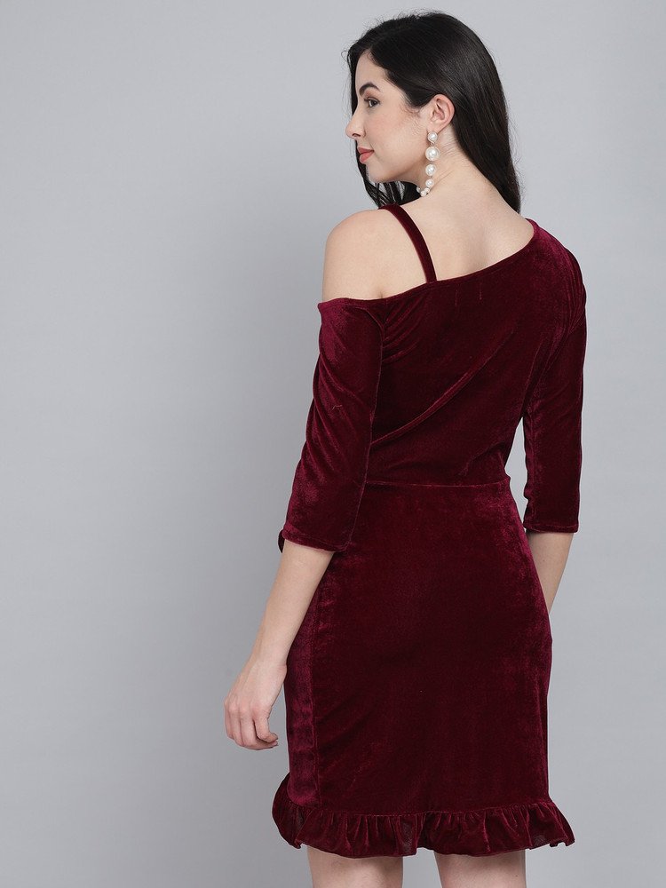 Wine color bodycon deals dress