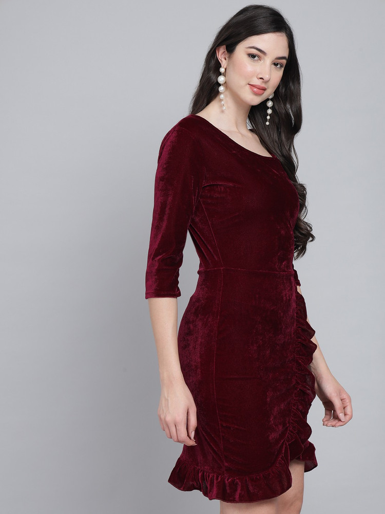 Wine red one piece dress outlet
