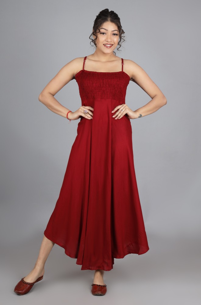 Red maxi dress on sale flipkart