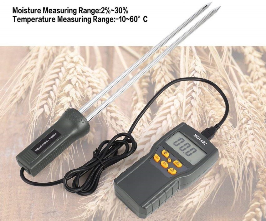 Moisture Meter Digital Grain Moisture Meter, GM640 Portable Moisture Tester  LCD Grain Tester Moisture Temperature Meter for Wheat Rice Corn Bean