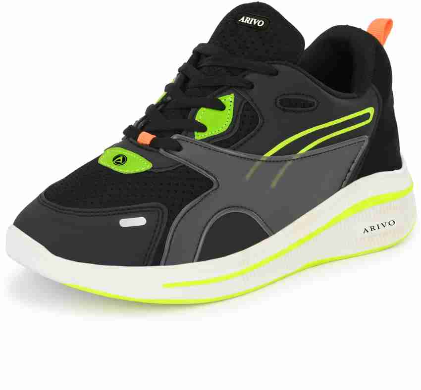 Neon green discount and black shoes