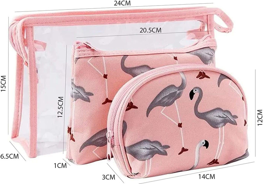 HOUSE OF QUIRK Flamingo Makeup Bag Set for Women Portable 3