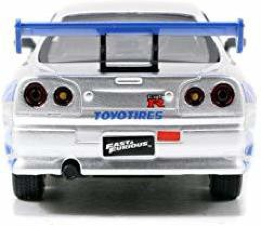 Fast & Furious Brian's Nissan Skyline GT-R R34 Silver & Nissan GT-R R34  Blue 1:32 Die - cast Car, Toys for Kids and Adults