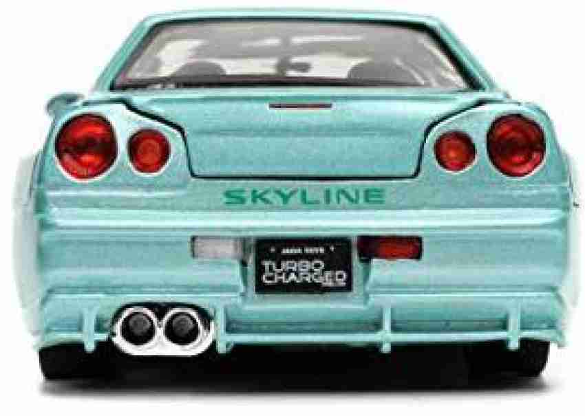 Jada Toys Fast & Furious 1:24 Brian's 2002 Nissan Skyline GT-R R34 Blue  Green Die-cast Car, Toys for Kids and Adults