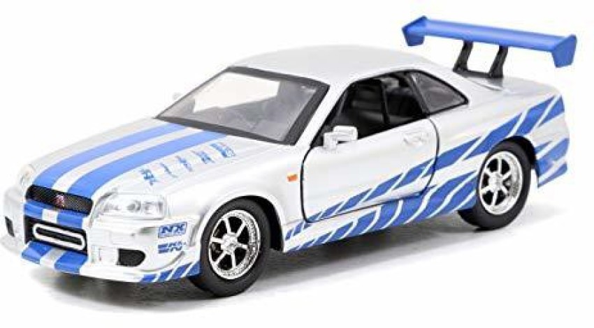 Jada Fast & Furious 1:32 Brian's Nissan Skyline GT-R R34 Die-cast Car  Silver/Blue, - Fast & Furious 1:32 Brian's Nissan Skyline GT-R R34 Die-cast  Car Silver/Blue, . shop for Jada products in
