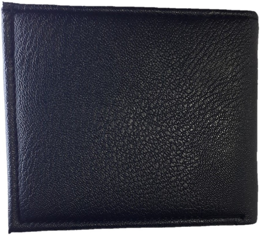 APM Men Casual Black Genuine Leather Wallet Black Price in India