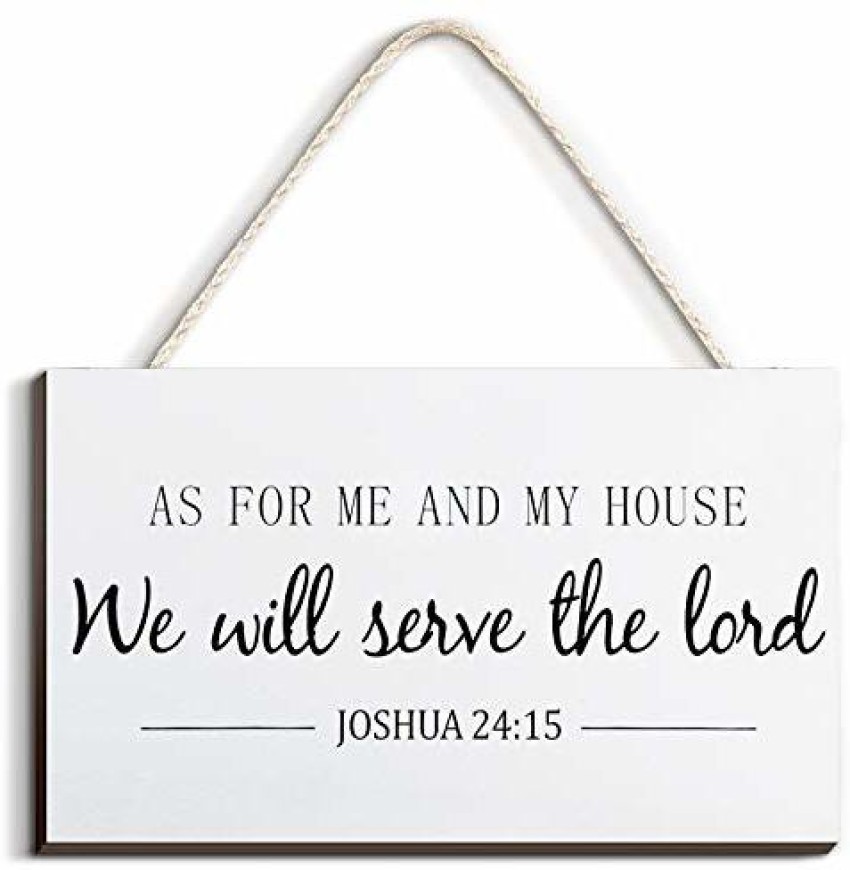 Jetec Bible Verse Sign Farmhouse Home Decor As for Me and My House ...