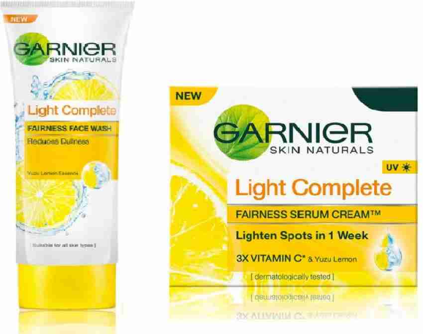 GARNIER Bright Complete VITAMIN C Facewash, 100g & Skin Naturals Light  Complete Serum Cream, 23g Price in India - Buy GARNIER Bright Complete  VITAMIN C Facewash, 100g & Skin Naturals Light Complete