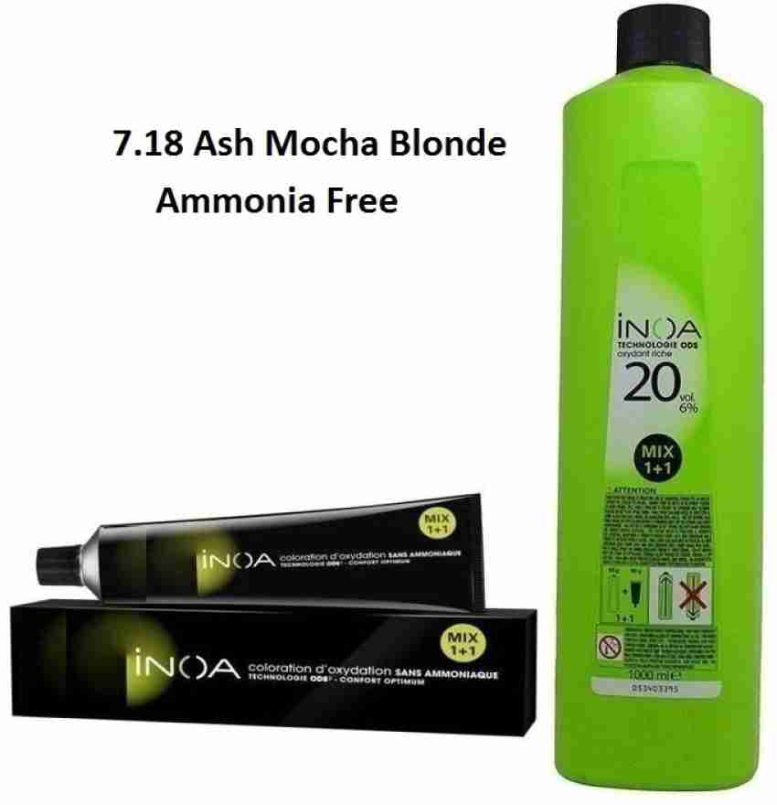 Price in India, Buy INOA Hair Color No. 7.18 Ash Mocha Blonde 60g + 20Vol  6% Developer 1000Ml , Hair Color No. 7.18 Ash Mocha Blonde Online In India,  Reviews, Ratings & Features
